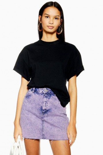 Topshop Purple Acid Wash Mini Skirt | frayed hem denim skirts