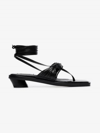 Reike Nen Black 30 Strappy Flat Leather Sandals / strappy low heeled shoes