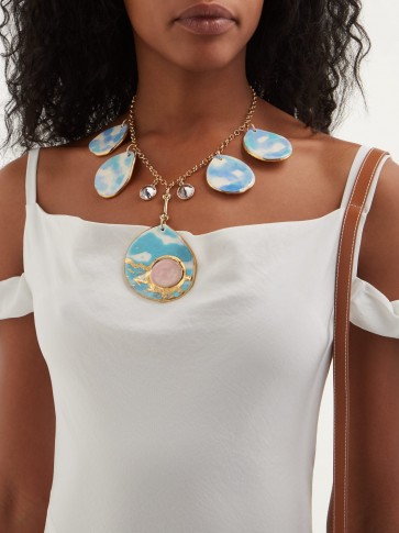 SONIA BOYAJIAN Rene Sky crystal and ceramic necklace ~ statement necklaces