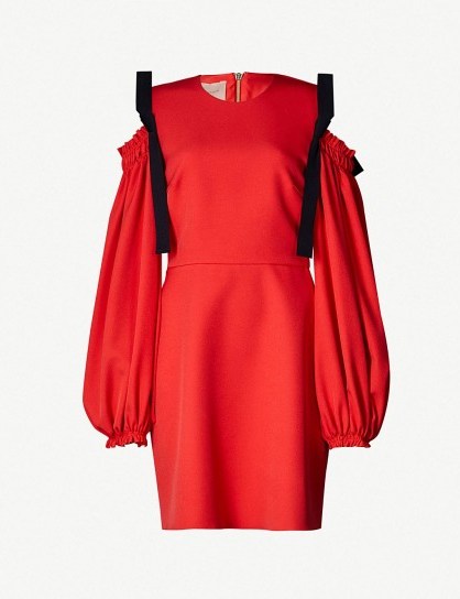 Red cold shoulder dresses ~ ROKSANDA Reia silk-blend dress in hibiscus - flipped