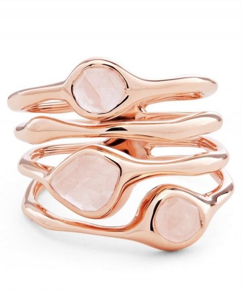 MONICA VINADER Rose Gold Vermeil Siren Rose Quartz Cluster Cocktail Ring | stacking look rings