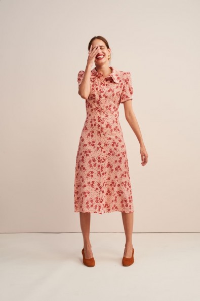 Rouje Paloma dress in Tournesol Rose | pink vintage style frock
