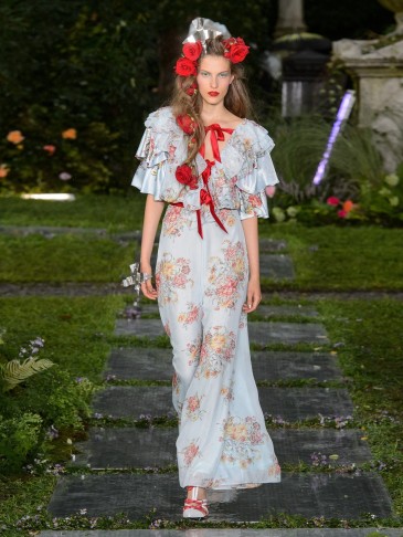 RODARTE Ruffled floral-print silk-satin gown | Matches Fashion
