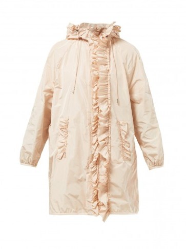 4 MONCLER SIMONE ROCHA Ruffled technical-sateen rain jacket ~ feminine pink mac - flipped
