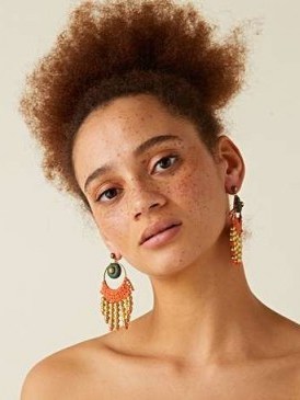 Oliver Bonas Safari Crochet Loop & Tassel Drop Earrings / boho jewellery - flipped