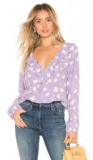 Sanctuary Jules Ruffle Wrap Blouse Hello Spring | frill trimmed plunging top - flipped