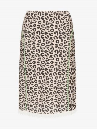 Sandy Liang Leopard Print Slippy Skirt / lace trim hemline - flipped