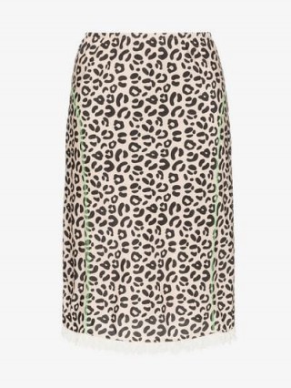 Sandy Liang Leopard Print Slippy Skirt / lace trim hemline