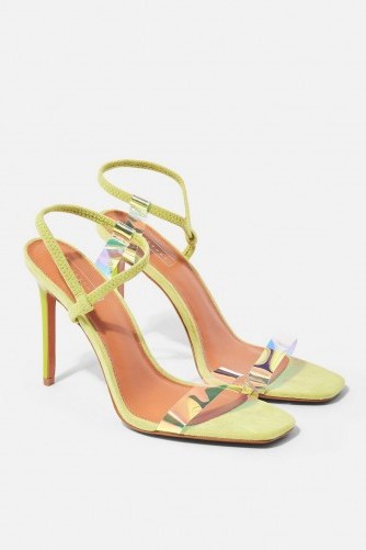 Topshop SATINE Square Toe Sandals in Lime - flipped