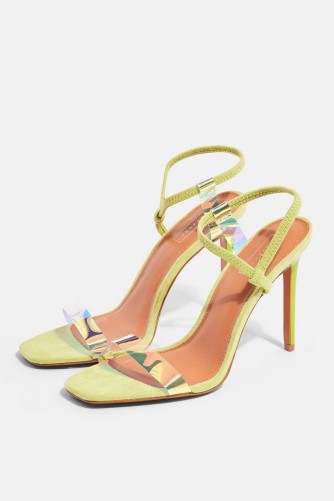 Topshop SATINE Square Toe Sandals in Lime
