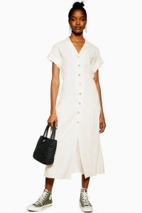 Topshop Shirt Dress With Linen in Ivory | summer day dresses