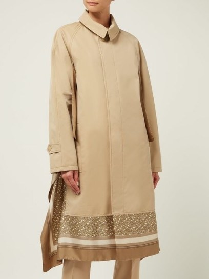 BURBERRY Silk-trimmed cotton-gabardine car coat in honey-brown - flipped