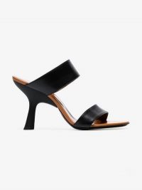Simon Miller Black Tee 95 Slip-On Leather Sandals / chic angle heeled mules