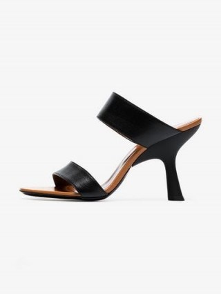 Simon Miller Black Tee 95 Slip-On Leather Sandals / chic angle heeled mules - flipped