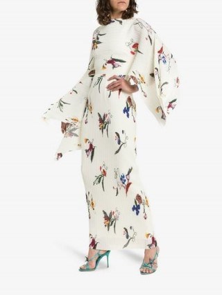 Solace London Adami Draped Maxi-Dress in White / kimono sleeved floral dresses - flipped