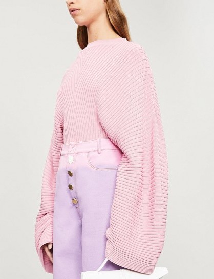 SOLACE LONDON Raynel ribbed-knit jumper in rose | pink oversized knits - flipped