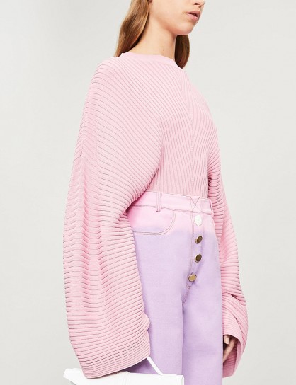SOLACE LONDON Raynel ribbed-knit jumper in rose | pink oversized knits