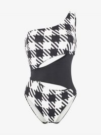 Solid & Striped Louise Swimsuit in black and white / monochrome houndstooth print swimwear