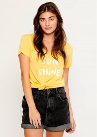 The Dressing Room SOUTH PARADE VALERIE SUNSHINE T-SHIRT – YELLOW – v shaped neckline with short sleeve tee