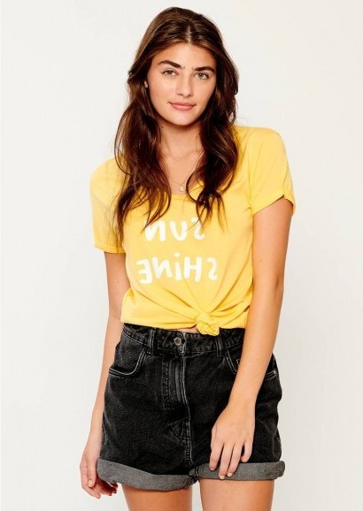 The Dressing Room SOUTH PARADE VALERIE SUNSHINE T-SHIRT – YELLOW – v shaped neckline with short sleeve tee - flipped
