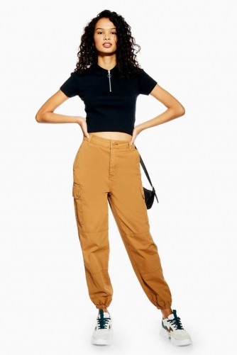 TOPSHOP Stone Cuffed Utility Trousers