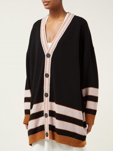 LOEWE Striped wool cardigan ~ slouchy button up cardi - flipped