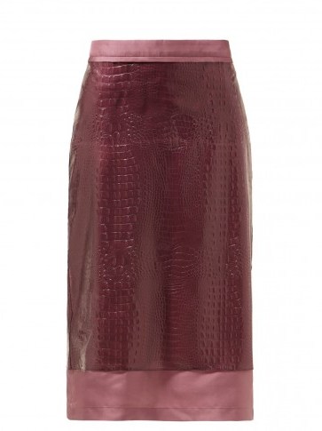 SIES MARJAN Sula crocodile-effect midi skirt in purple ~ overlay skirts - flipped