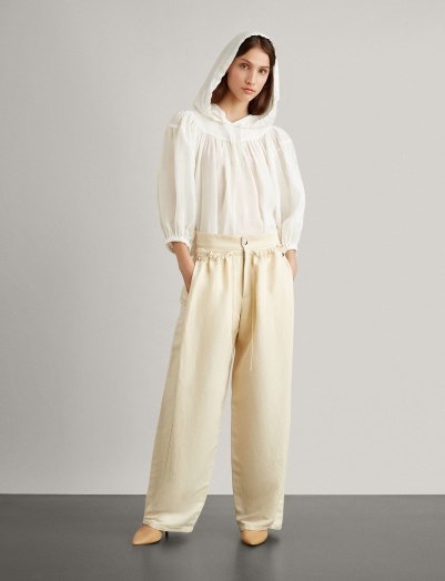 JOSEPH Tenly Ramie Voile New Blouse in White | luxe hodded tops - flipped