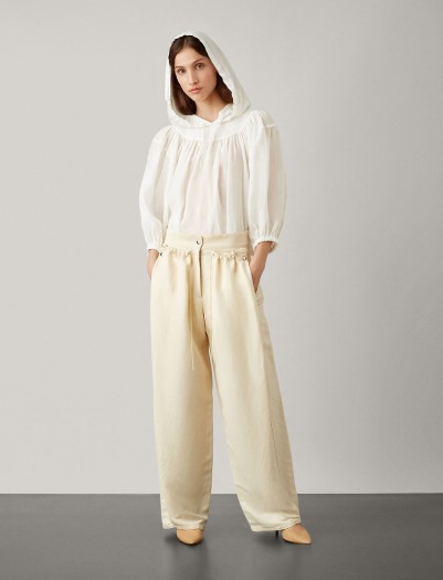 JOSEPH Tenly Ramie Voile New Blouse in White | luxe hodded tops