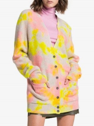 The Elder Statesman Tie-Dye Pocketed Cashmere Cardigan / colourful cardi - flipped