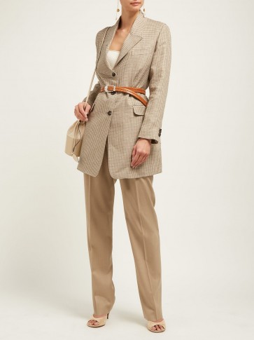 GIULIVA HERITAGE COLLECTION The Karen single-breasted checked linen blazer / chic longline jacket