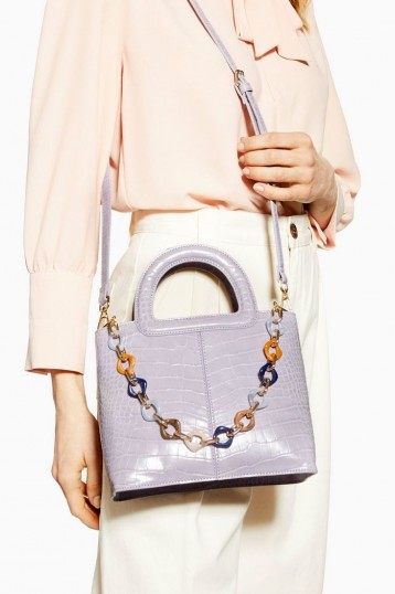 TOPSHOP Tia Croc Grab Bag in lilac / pastel crossbody