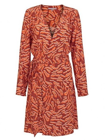 Oliver Bonas Tiger Print Orange Wrap Dress / classic wrap dresses - flipped