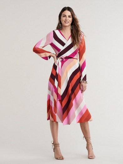Diane von Furstenberg Tilly Silk Wrap Dress in Carson Stripe Foxglove | classic retro wrap dresses - flipped
