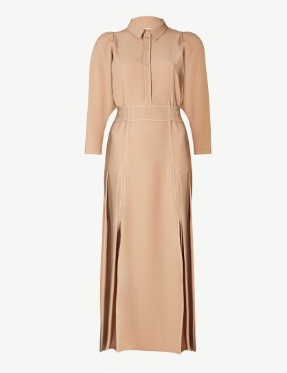 TOPSHOP Topstitch crepe shirt dress in camel ~ vintage look clothing - flipped