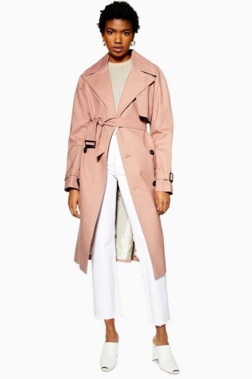 Topshop Trench Coat in Peach | belted spring coats - flipped