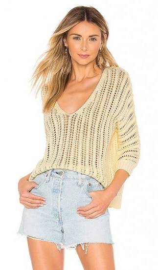 Tularosa Bergamot Sweater in Pale Yellow | slouchy V-neck knit - flipped