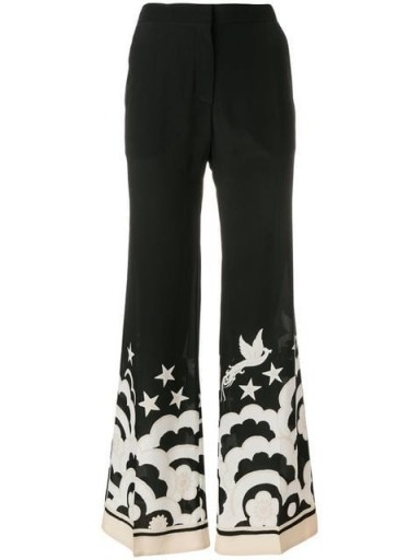 VALENTINO contrast print wide-leg trousers in black and white | monochrome printed pants