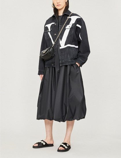 Women’s designer casual jackets ~ VALENTINO Go Logo oversized denim jacket in black - flipped