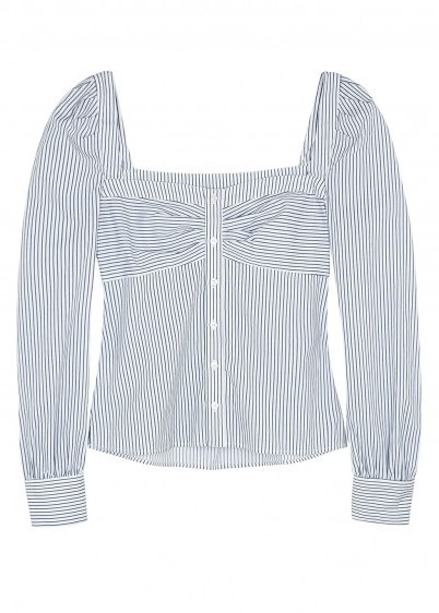 VERONICA BEARD Frankie white cotton-blend top ~ fresh summer stripes - flipped