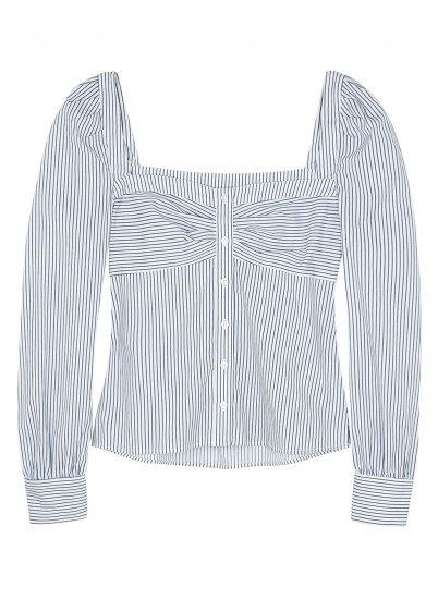 VERONICA BEARD Frankie white cotton-blend top ~ fresh summer stripes