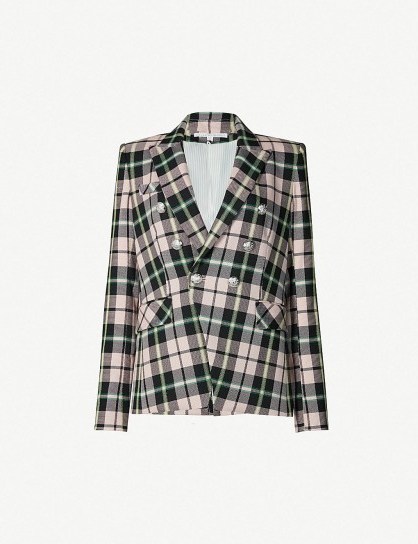 VERONICA BEARD Miller Dickey woven jacket in pink multi / tailored checked jackets - flipped