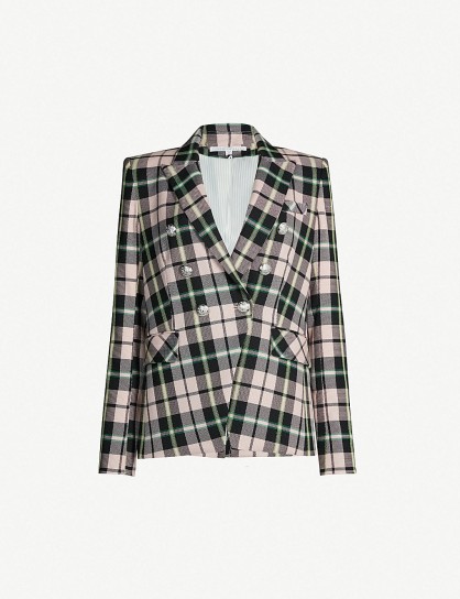VERONICA BEARD Miller Dickey woven jacket in pink multi / tailored checked jackets