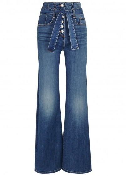 VERONICA BEARD Rosanna blue denim jeans ~ front button / high tie waist - flipped