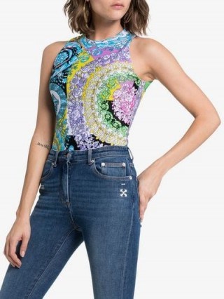 Versace Floral Print Sleeveless Bodysuit / multicoloured bodysuits - flipped