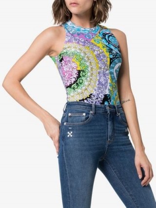 Versace Floral Print Sleeveless Bodysuit / multicoloured bodysuits