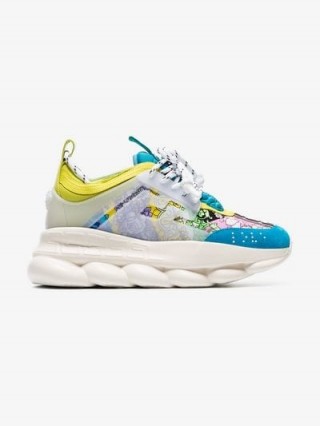Versace Multicoloured Chain Reaction Leather Sneakers | sports luxe trainers