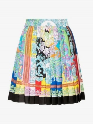 Versace Printed Pleated Silk Mini Skirt / multicoloured floral pleats - flipped