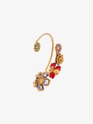 Versace Red And Gold Tone Flower Ear Cuff / floral jewellery - flipped