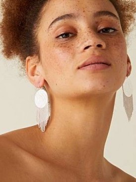 Oliver Bonas Women Viola Textured Disc & Tassel Drop Earrings 